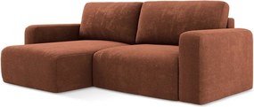 Ženilková rozkladacia/s úložným priestorom rohová pohovka v terakotovej farbe (ľavý roh/s leňoškou) Kona – Makamii