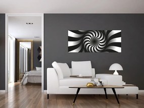 Abstraktný obraz čiernobiele špirály (120x50 cm)