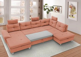 Sedacia súprava Madeira 3A, lososová látka, tvar pravé U