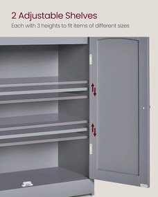 Kúpeľňová skrinka, Kúpeľňový úložný diel s 2 dverami, sivá