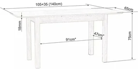 Jedálenský stôl Diego II 105 × 65 cm, dub sonoma