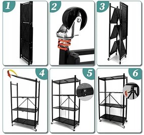Kuchynský regál na kolieskach Ricos 2 (čierna). Akcia -16%. Vlastná spoľahlivá doprava až k Vám domov. 1133075