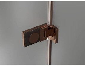 Mexen Lunar-F L, 1-krídlový sprchový kút so skladacími dverami, pravý, 100 x 100 cm, 8mm číre sklo, ružové zlato profil, 836L-100-100-60-00-P