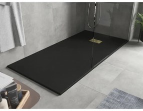 Mexen Hugo, obdĺžniková sprchová vanička SMC 180 x 90 cm, čierna, zlatá krytka, 42709018-G