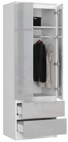 Skriňa STAR S 60 cm 2D 2SZ biela / metalická lesk