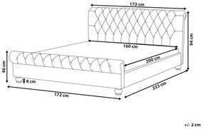 Zamatová posteľ 160 x 200 cm béžová AVALLON Beliani