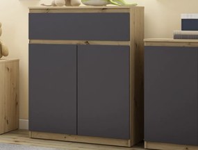 Skrinka so šuplíkom Carlos, dub artisan/grafit, 80 cm
