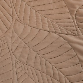 Svetlohnedá deka na posteľ so vzorom LEAVES Rozmer: 220 x 240 cm