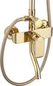 Rea Bloom, sprchová-vaňová súprava dažďovou hlavovou a ručnou sprchovou hlavicou, zlatá lesklá, REA-P9528
