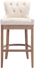 Barová stolička Buckingham - látka, drevené nohy svetlá antik - Krémová