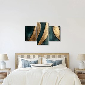 Obraz - Zelená abstrakcia so zlatom I. (90x60 cm)