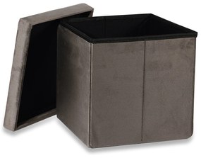 Hnedý skladací taburet CUBEXO VELVET M