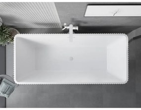 Mexen Tava, voľne stojaca ryhovaná vaňa 170 x 75 cm, biela-čierna, biely prepad, 52851707575-20