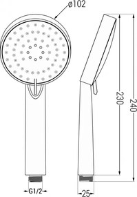 Mexen príslušenstvo - hlavica ručnej sprchy R75 Circle, 3-funkcie, čierna, 79575-70