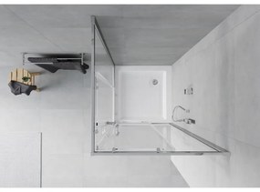 Mexen Rio, štvorcový sprchovací kút s posuvnými dverami 70(dvere) x 70(dvere) x 190 cm, 6mm číre sklo, chrómový profil + biela sprchová vanička RIO, 860-070-070-01-00-4510