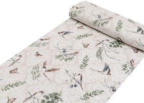 Biante Detské bavlnené posteľné obliečky do postieľky Sandra SA-490 Lastovičky s motýlikmi na béžovom ornamente Do postieľky 90x120 a 40x60 cm