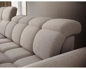 Béžová rozkladacia/s úložným priestorom rohová pohovka z textílie buklé (ľavý roh/s leňoškou) Beneth – ELTAP