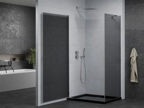 Mexen Pretoria, sprchovací kút 80 (dvere) x 110 (stena) cm, 6mm šedé sklo, chrómový profil + čierna sprchová vanička, 852-080-110-01-40-4070