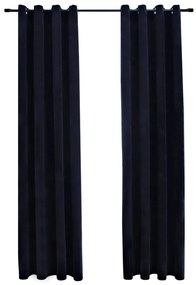 vidaXL Zatemňovacie závesy s očkami 2 ks, zamat, čierne 140x245 cm