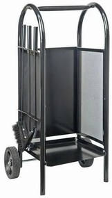 Kôš krbový/vozík s náradím 82,5 cm, oceľ súprava 3 diely