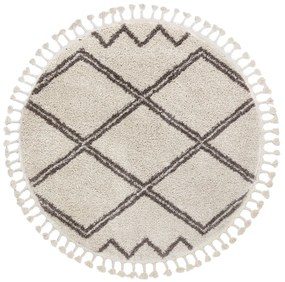 Kusový koberec Berber Asila cream and brown kruh, 120x120 (priemer) kruh, hnedá, obývacia izba, Dywany Łuszczów