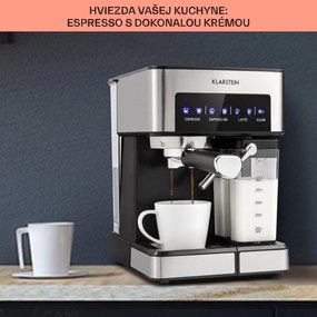 Klarstein Arabica Comfort  kávovar s portafiltrom, 1350 W, 20 bar, 1,8 l, dotykový ovládací panel