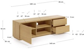 TV stolík v dekore duba v prírodnej farbe 150x44 cm Abilen - Kave Home
