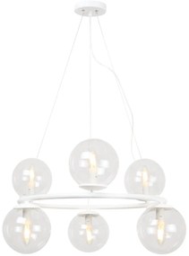 Závesné svietidlo Paris, 6x číre sklenené tienidlo, W, O