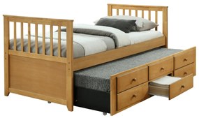 KONDELA Austin New 90 rozkladacia posteľ s prísteľkou dub