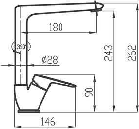 Novaservis Metalia 54, vysoká drezová batéria h-262, chrómová, 54014-0