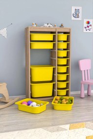 Organizér na hračky Dremonka 6 (dub sonoma + žltá). Akcia -22%. Vlastná spoľahlivá doprava až k Vám domov. 1124300