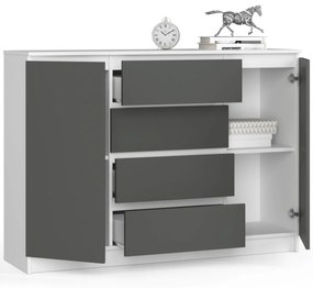 Komoda TOVE K 140 cm biela/grafit