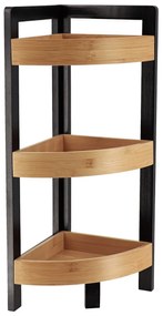 Polička do kúpeľne Black Bamboo 3, čierna/s drevenými prvkami
