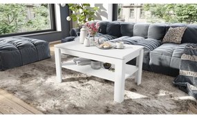 Rozkladací konferenčný stôl so zvíhacou doskou a poličkou ADEN biela