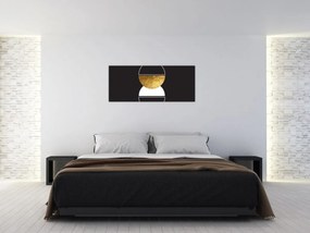 Obraz - Abstrakcia zlatá a čierna N⁰2 (120x50 cm)
