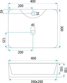 Rea Kelly Mini, umývadlo na dosku 410x310x130 mm, imitácia kameňa-Aiax Shiny, REA-U6504