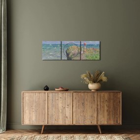 Obraz - Claude Monet, Cliff Walk at Pourville, reprodukcia (s hodinami) (90x30 cm)