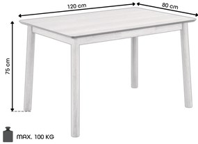 ZARION Dub Prírodný – KUCHYNSKÝ STÔL 120 cm Z DREVA S DYHOU