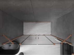 Mexen Velar Duo, posuvné sprchové dvere do otvoru 200 cm, 8mm šedé sklo, medená matná, 871-200-000-42-65
