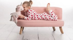 Detská sedačka ľanová púdrovo ružová 17 cm Biela