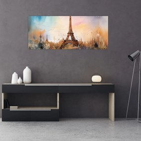 Obraz - Maľba Eiffelovej veže (120x50 cm)