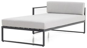 Sensum Skepparholmen Záhradná posteľ pravá, 205 × 107,5 × 66 cm, oceľ, polyester, čierna, svetlosivá