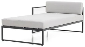 Sensum Skepparholmen Záhradná posteľ pravá, 205 × 107,5 × 66 cm, oceľ, polyester, čierna, svetlosivá