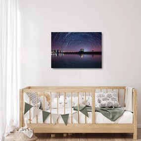 Sklenený obraz nočnej oblohy s hviezdami (70x50 cm)