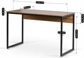 Písací stôl Ross 120 cm dub rustikálny/čierny