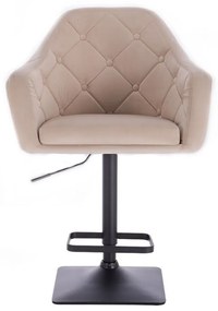 LuxuryForm DESIGN Barová stolička ANDORA VELUR na čierne podstave - krémová