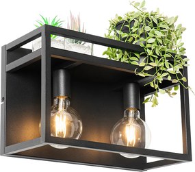 Inteligentná nástenná lampa čierna s poličkou vrátane 2 Wifi G95 - Cage Rack