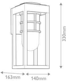 Kichler KL-HONE-S-BKT - Vonkajšie nástenné svietidlo HONE S 1xE27/60W/230V IP44