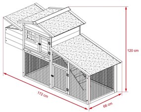 Kurník Avenberg COOPER 172 x 66 x 120 cm (hnedý)