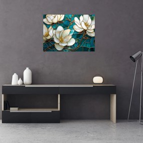Obraz - Vitráž s magnóliou (70x50 cm)